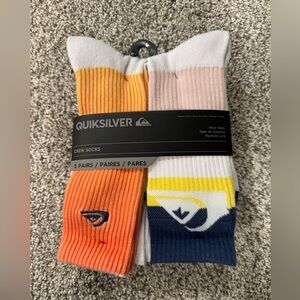 NWT Quicksilver Men’s Crew Socks 5 Pairs 6-12